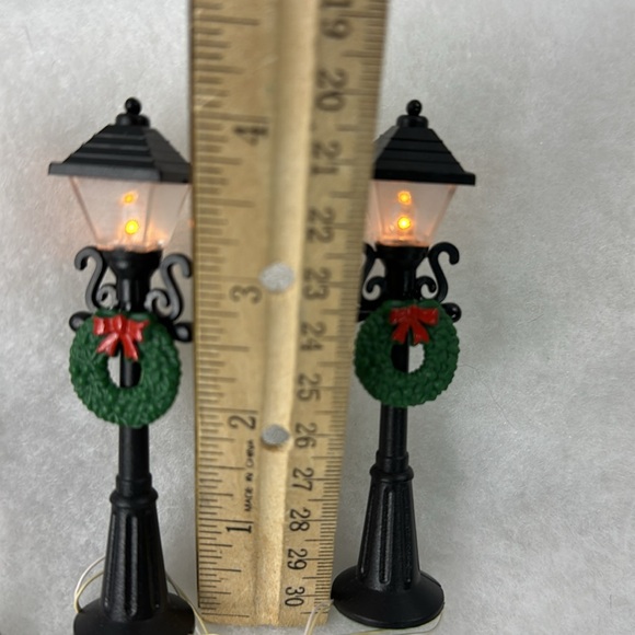 Christmas Village lighted lamp posts man fire hydrant - Picture 2 of 4